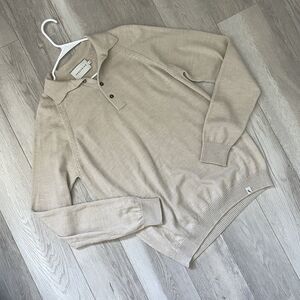 Peregrine Wool Sweater polo collared mens Beige (medium) classic preppy office